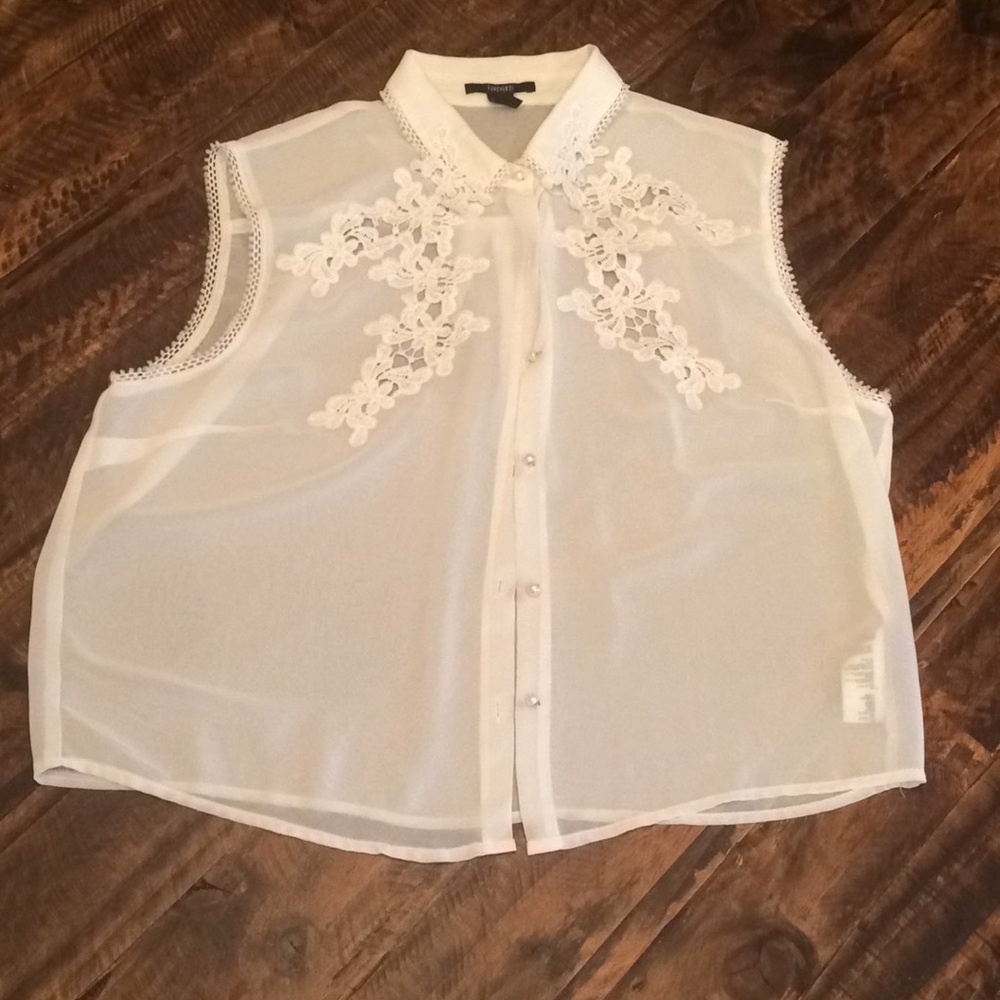 White sheer forever 21 blouse